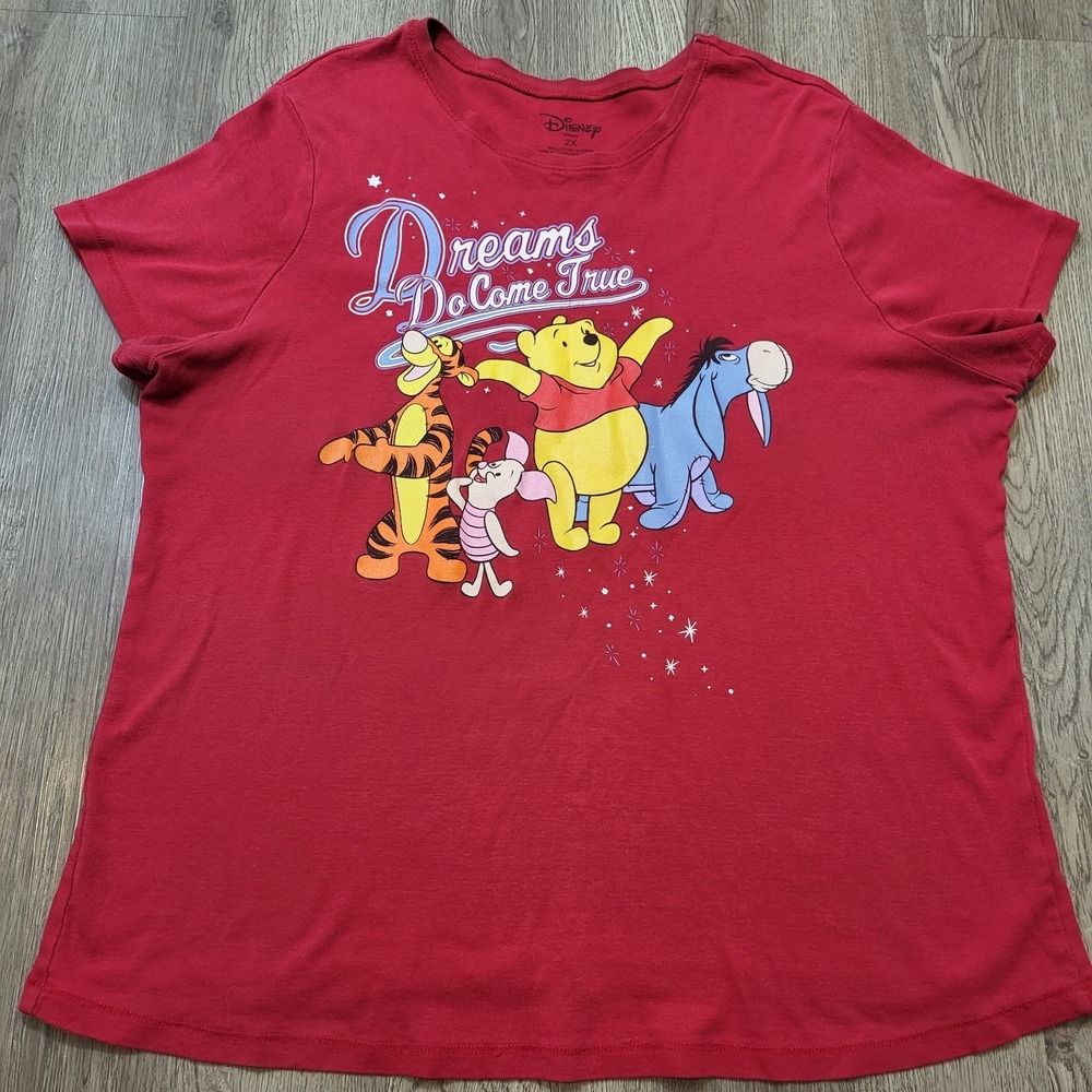 Disney Winnie The Pooh & Friends Dreams Do Come True‎ Red T-Shirt Sze 2X